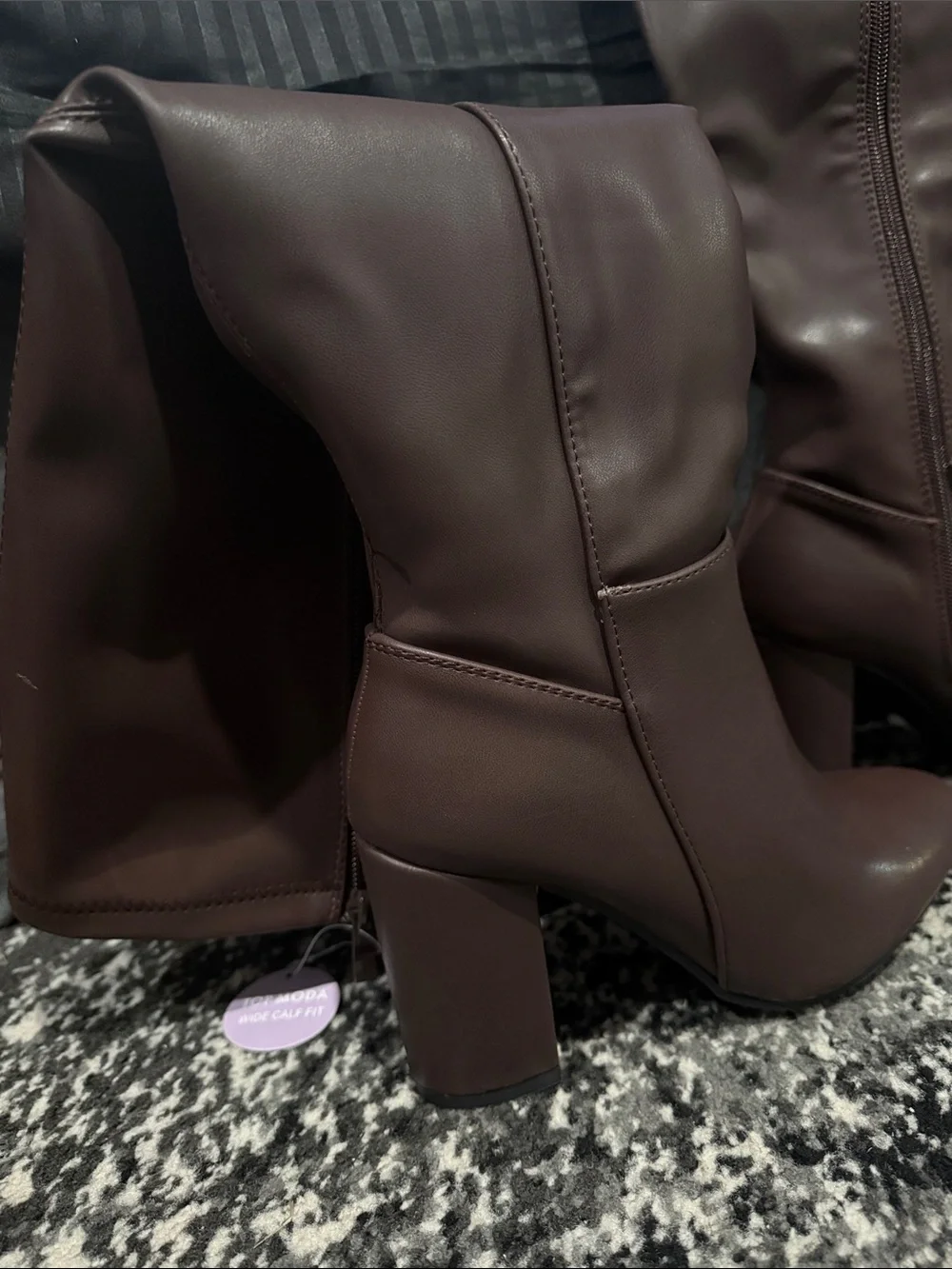 TOP Moda Tall Over-the-Knee Brown Block Heel Boots